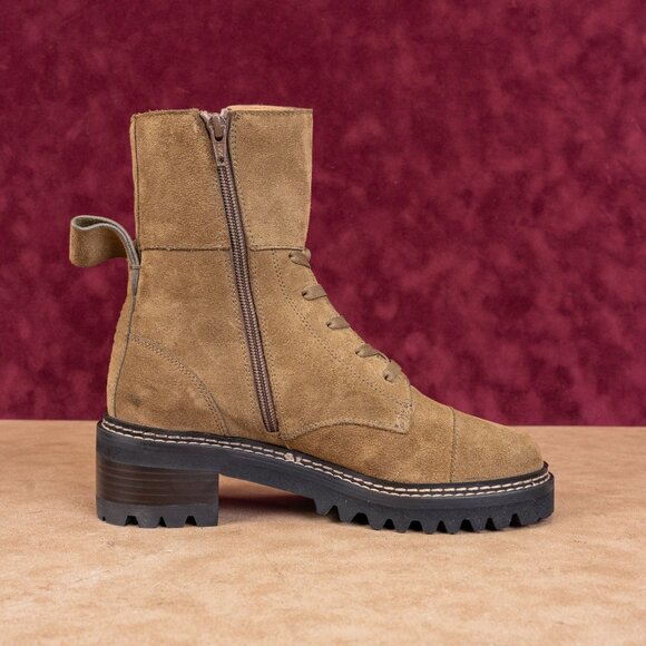 See by Chloe Wmn Mallory Military Green Suede Lace-up Moto Biker Boots 8US EUR38 - Picture 8 of 8